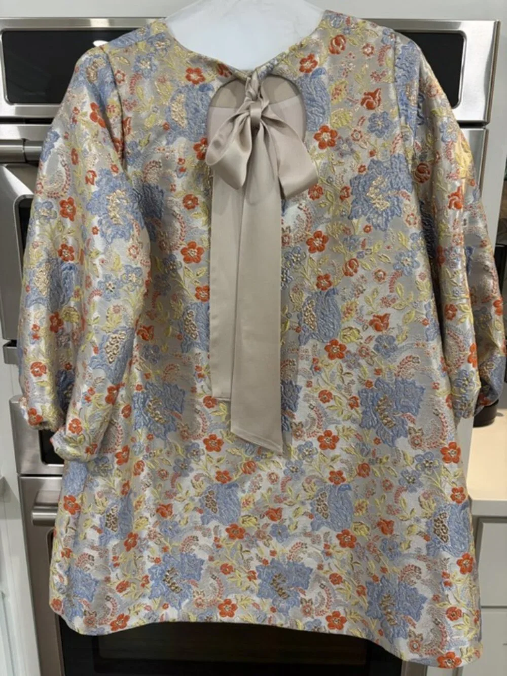 Mestiza New York Rosana Metallic Jacquard Floral Print Dress - Picture 2 of 6